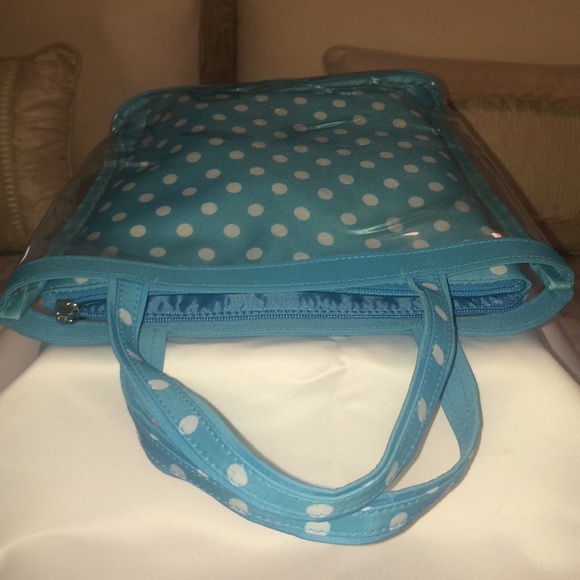 Clear/Polka Dot Mini Tote w/detachable Bag - Picture 6 of 8